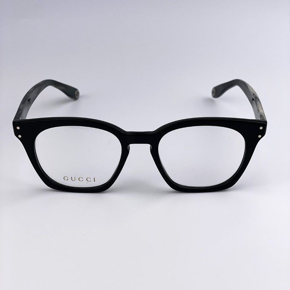 🔥 GUCCI Logo GG0572O 009 Eyeglasses Black Gray Square Unisex - Picture 3 of 11
